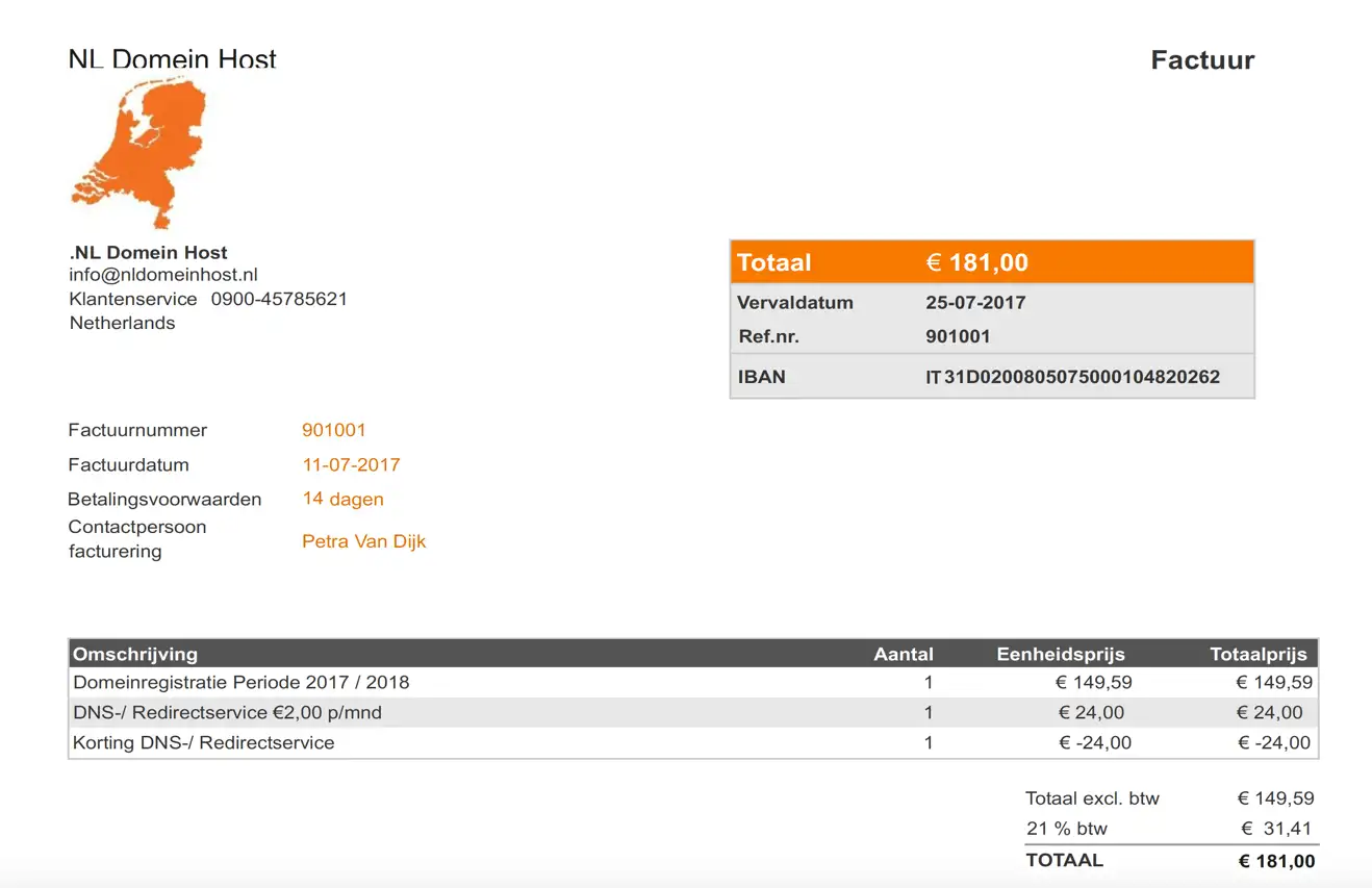 Oplichters NL Domeinhost voorbeeld
