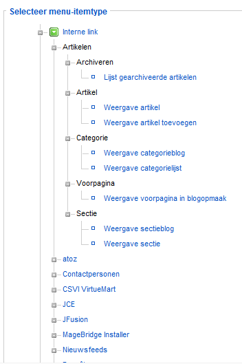 Menu Manager menu_soortmenuoptie