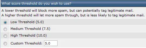 SpamAssassing - drempel instellen